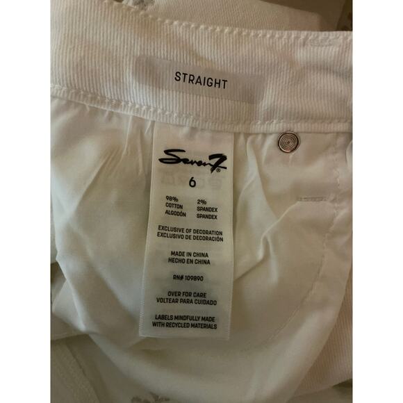 Seven7 90’s Women’s Straight Jeans Cream Embroidered Size 6 - Picture 4 of 5